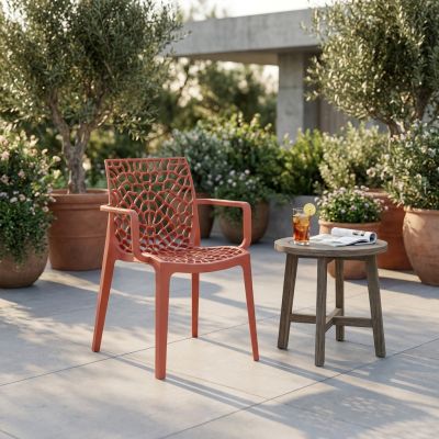 GEORGETA - poltrona moderna in polipropilene con decorazione