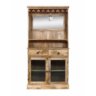 STILLER - mobile in legno di mango con 2 ante, 2 cassetti e porta bicchieri