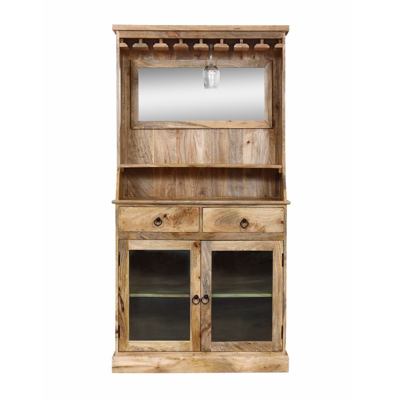 STILLER - mobile in legno di mango con 2 ante, 2 cassetti e porta bicchieri