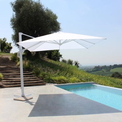 DRAX - ombrellone 4x4 m con palo laterale e telo in nylon