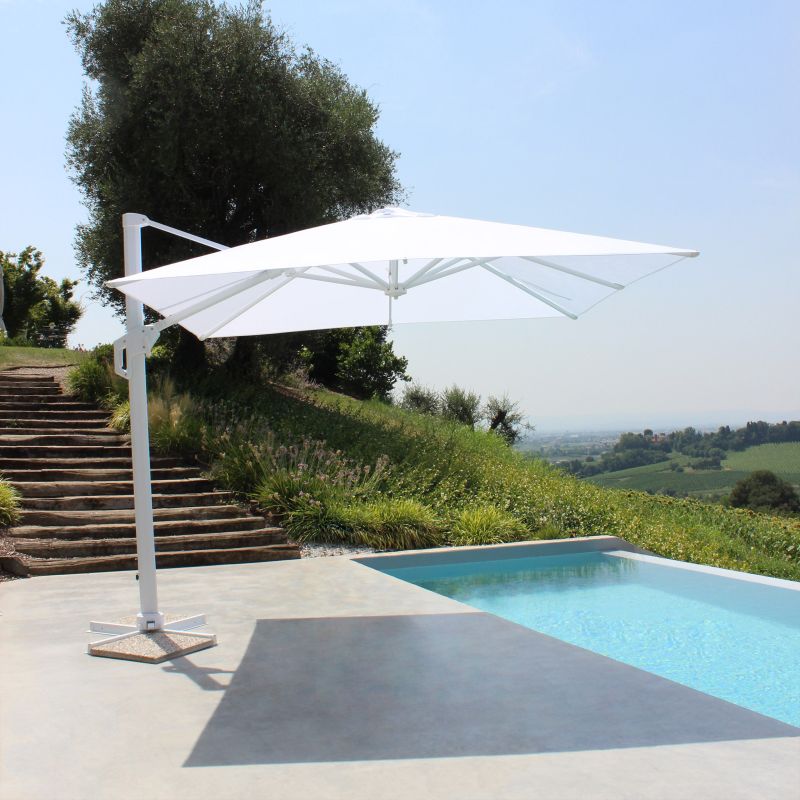 DRAX - ombrellone 4x4 m con palo laterale e telo in nylon