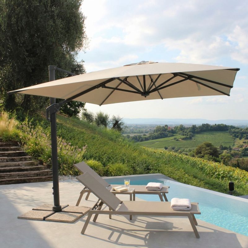 DRAX - ombrellone 3x4 m con palo laterale e telo in nylon