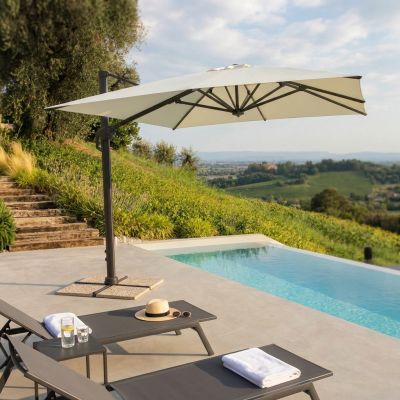 DRAX - ombrellone 4x4 m con palo laterale e telo in nylon