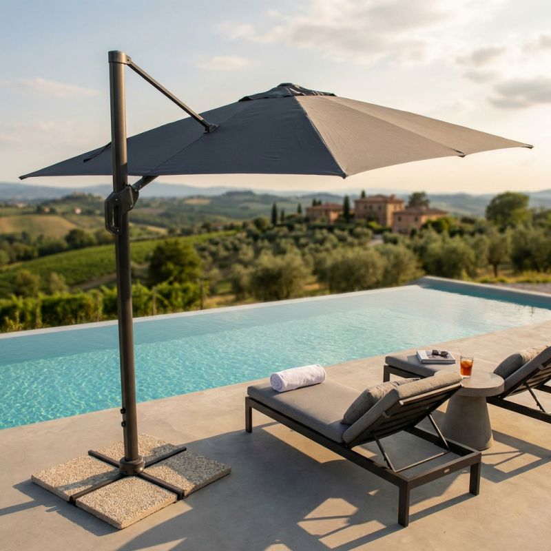 DRAX - ombrellone 3x3 m con palo laterale e telo in nylon