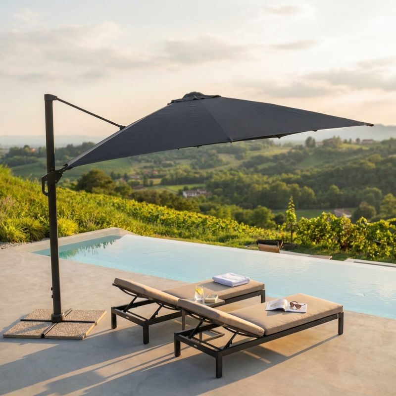 DRAX - ombrellone 3x4 m con palo laterale e telo in nylon