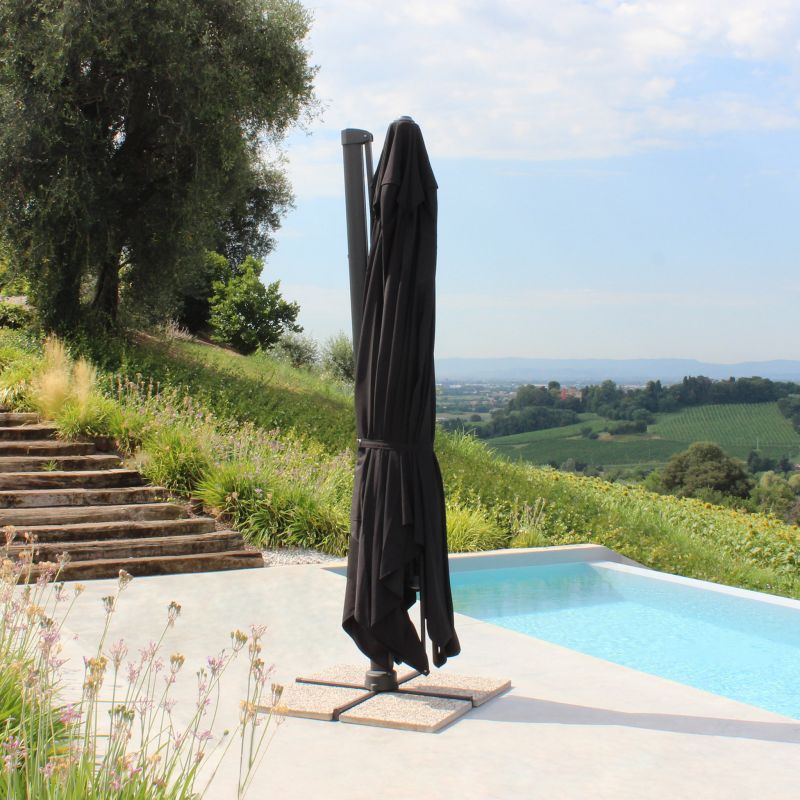 DRAX - ombrellone 4x4 m con palo laterale e telo in nylon