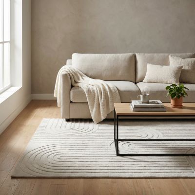 VALLEY - tappeto in lana avorio con decoro