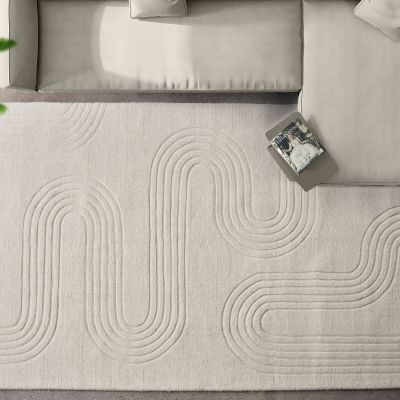 MEDAD - tappeto in lana avorio con decoro