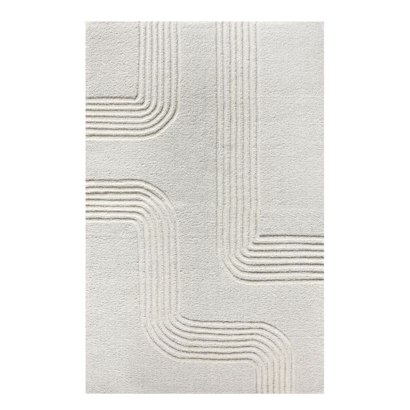 TOBIAS - tappeto in lana avorio con decoro