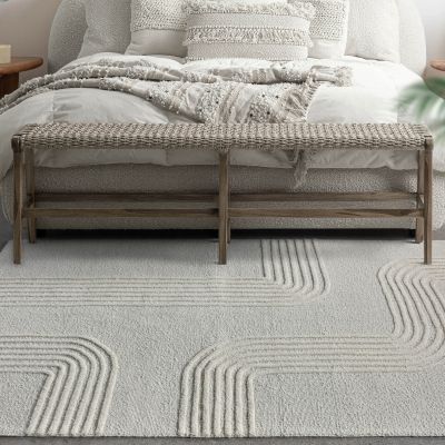 TOBIAS - tappeto in lana avorio con decoro