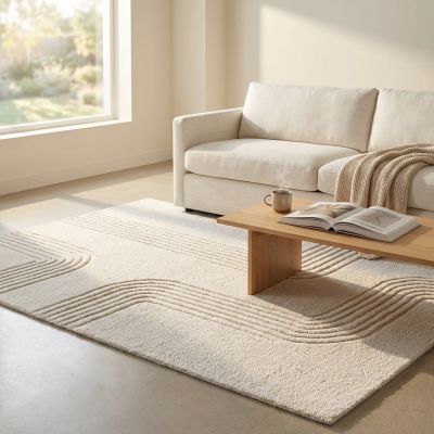 TOBIAS - tappeto in lana avorio con decoro