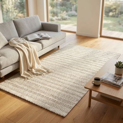 OWEN - tappeto in lana avorio con decoro