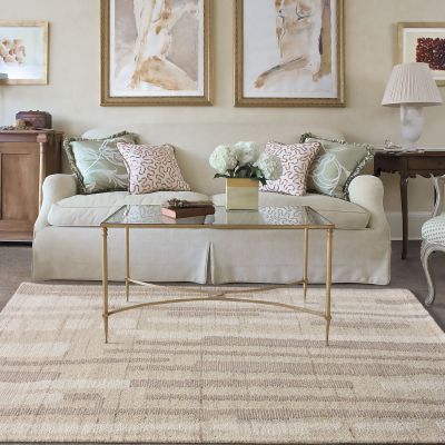 TAKEO - tappeto in lana avorio con decoro