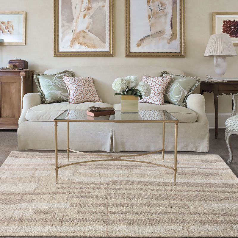 TAKEO - tappeto in lana avorio con decoro