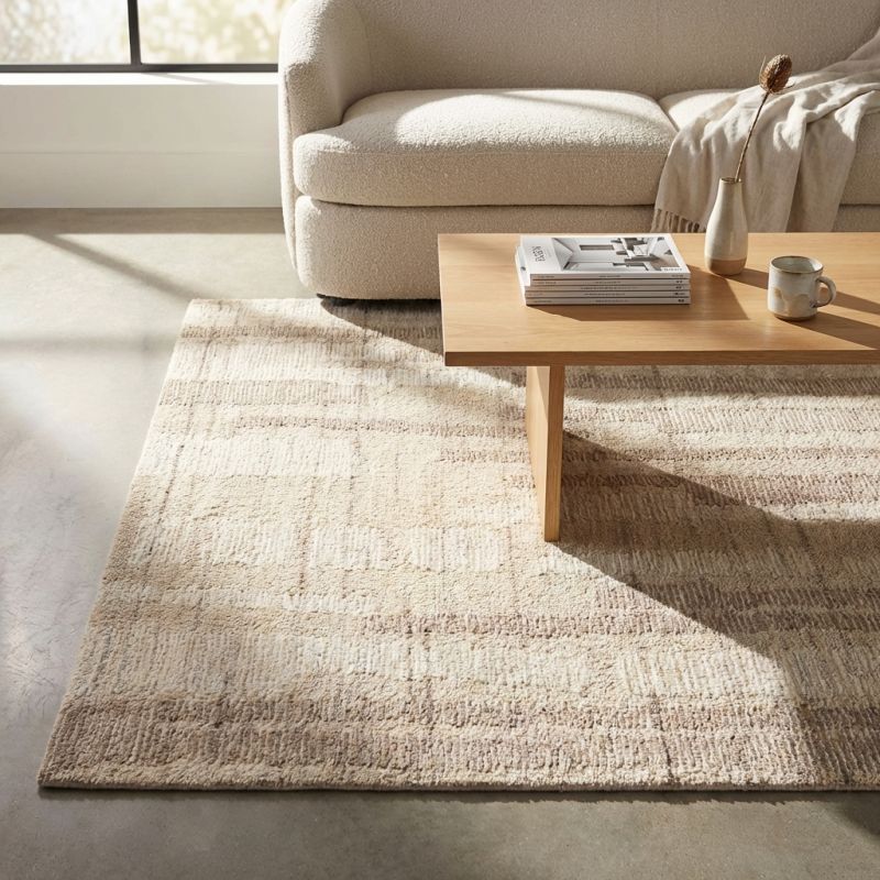 TAKEO - tappeto in lana avorio con decoro