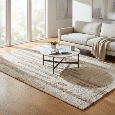 TAKEO - tappeto in lana avorio con decoro