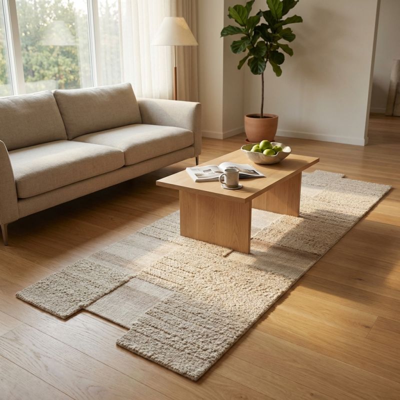 URIEL - tappeto in lana avorio con decoro