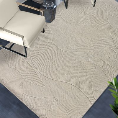 OLIVIA - tappeto in lana avorio con decoro