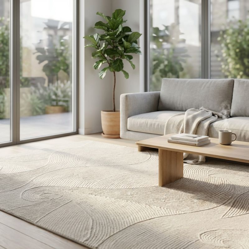 OLIVIA - tappeto in lana avorio con decoro