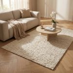 RUFUS - tappeto in lana avorio con decoro