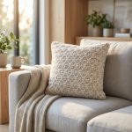 TRAVIS - cuscino in lana avorio con decoro 45 x 45