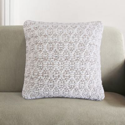 TRAVIS - cuscino in lana avorio con decoro 45 x 45