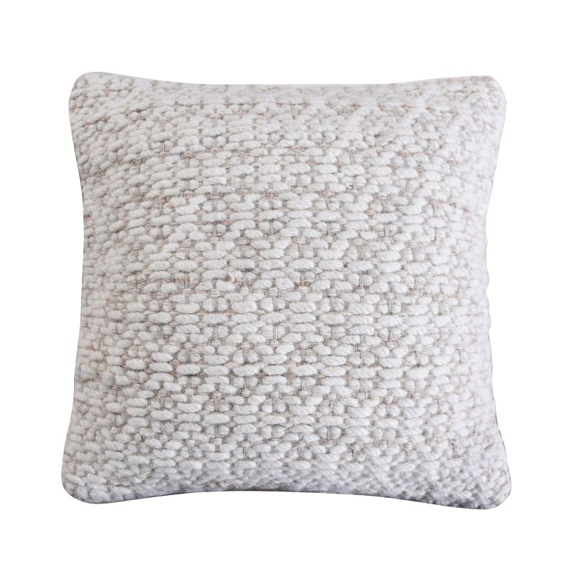 TRAVIS - cuscino in lana avorio con decoro 45 x 45