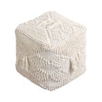 ODETTE - pouf in lana avorio con decoro 40 x 40