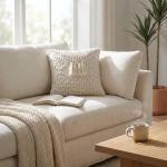 ODETTE - cuscino in lana avorio con decoro 45 x 45