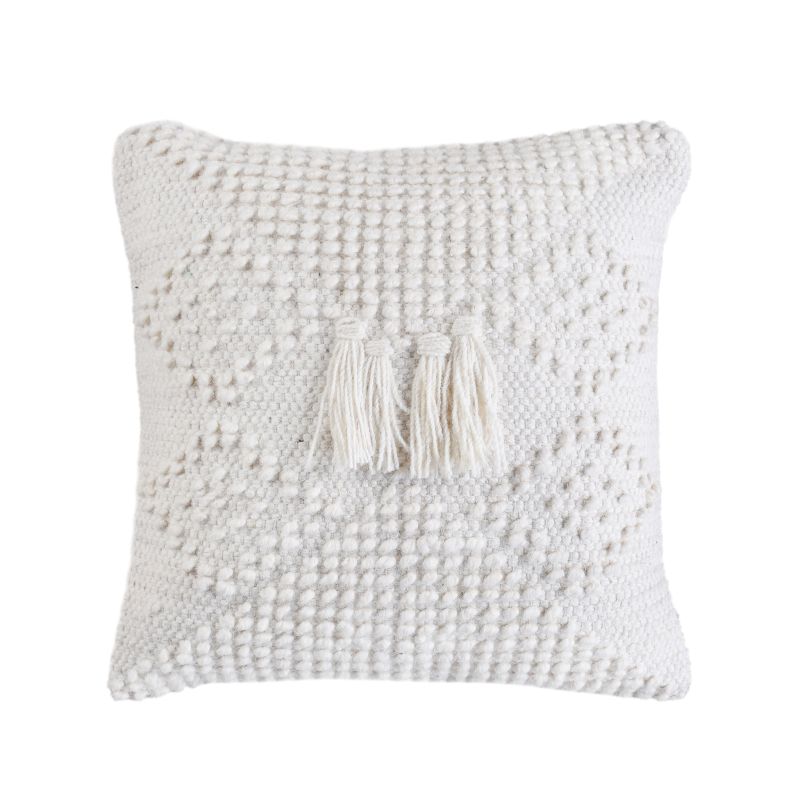 ODETTE - cuscino in lana avorio con decoro 45 x 45