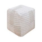 KURT - pouf in lana avorio con decoro 40 x 40