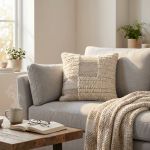 KURT - cuscino in lana avorio con decoro 45 x 45