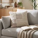 KURT - cuscino in lana avorio con decoro 45 x 45