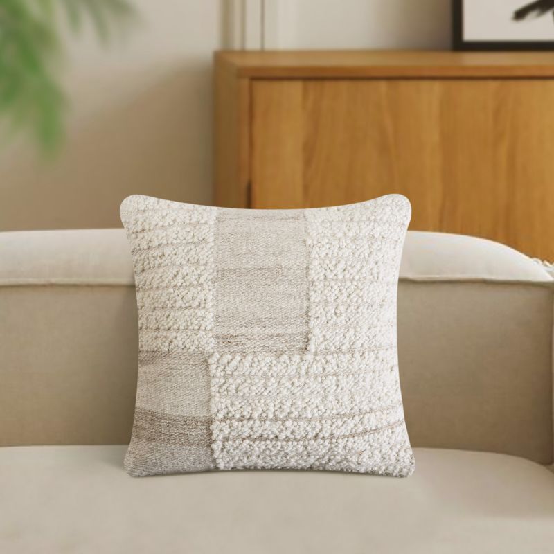 KURT - cuscino in lana avorio con decoro 45 x 45