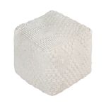 VALZER - pouf in lana avorio con decoro 40 x 40