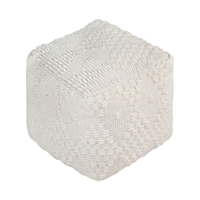 VALZER - pouf in lana avorio con decoro 40 x 40