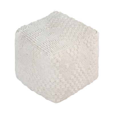 VALZER - pouf in lana avorio con decoro 40 x 40