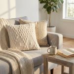 VALZER - cuscino in lana avorio con decoro 45 x 45