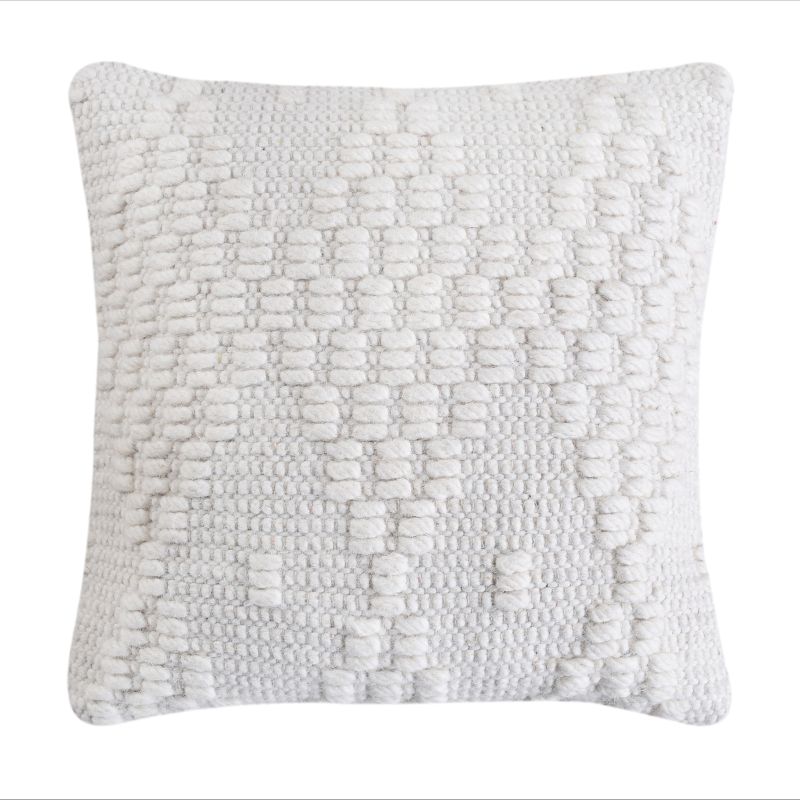 VALZER - cuscino in lana avorio con decoro 45 x 45