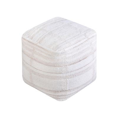 JUPITER - pouf in lana avorio con decoro 40 x 40