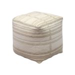 JUPITER - pouf in lana avorio con decoro 40 x 40