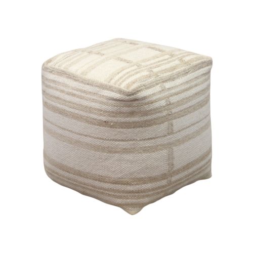 JUPITER - pouf in lana avorio con decoro 40 x 40