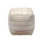 JUPITER - pouf in lana avorio con decoro 40 x 40
