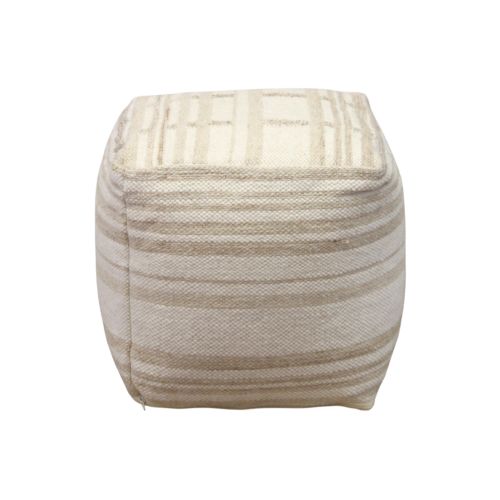 JUPITER - pouf in lana avorio con decoro 40 x 40