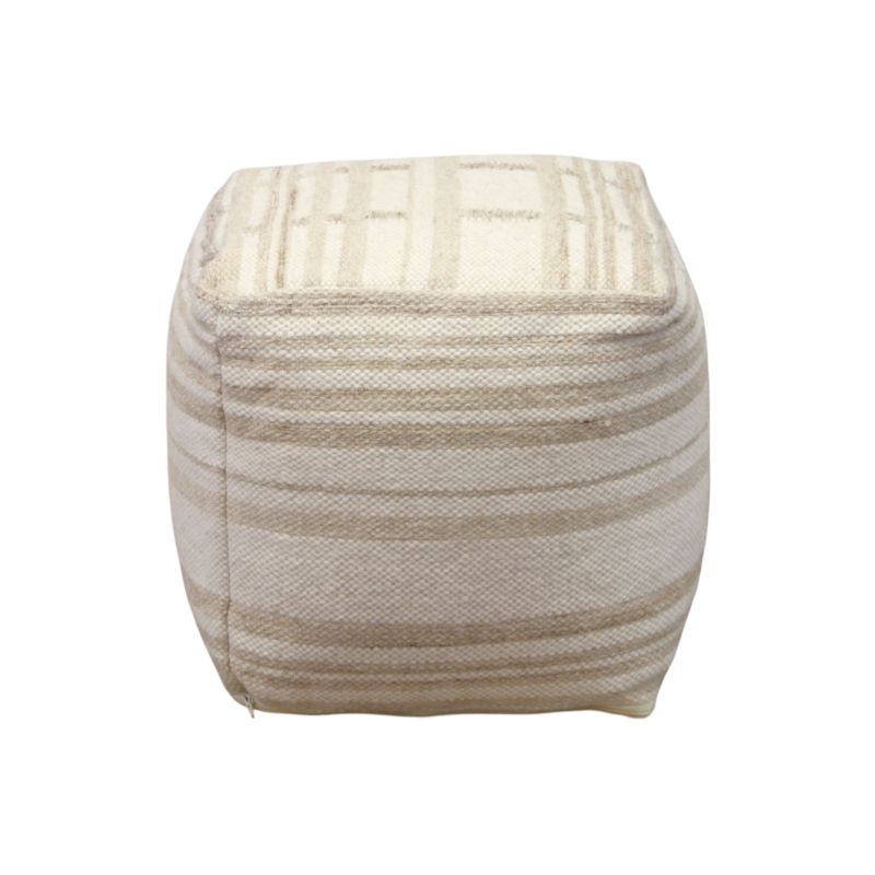 JUPITER - pouf in lana avorio con decoro 40 x 40