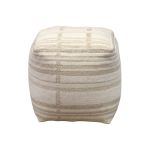 JUPITER - pouf in lana avorio con decoro 40 x 40