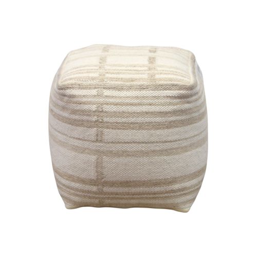JUPITER - pouf in lana avorio con decoro 40 x 40