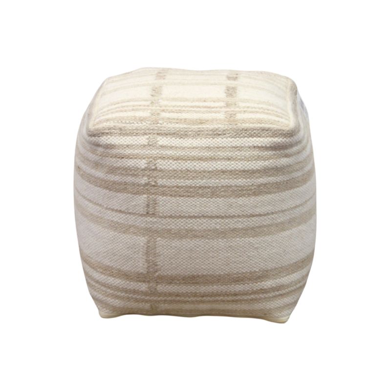 JUPITER - pouf in lana avorio con decoro 40 x 40