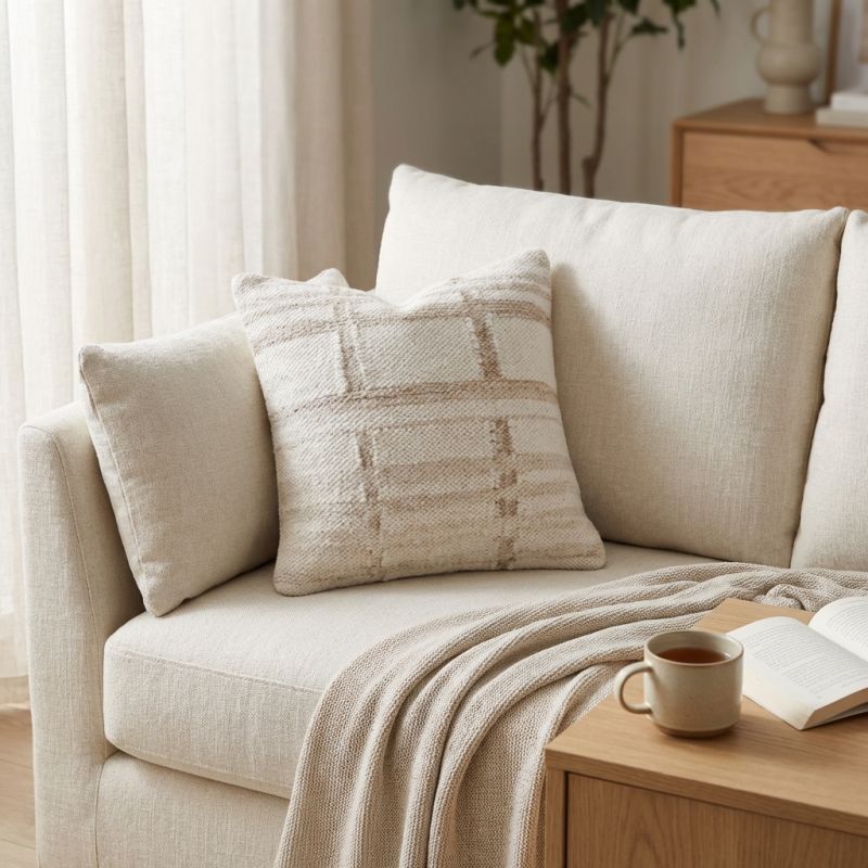 JUPITER - cuscino in lana avorio con decoro 45 x 45