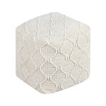 MELILLA - pouf in lana avorio con decoro 40 x 40